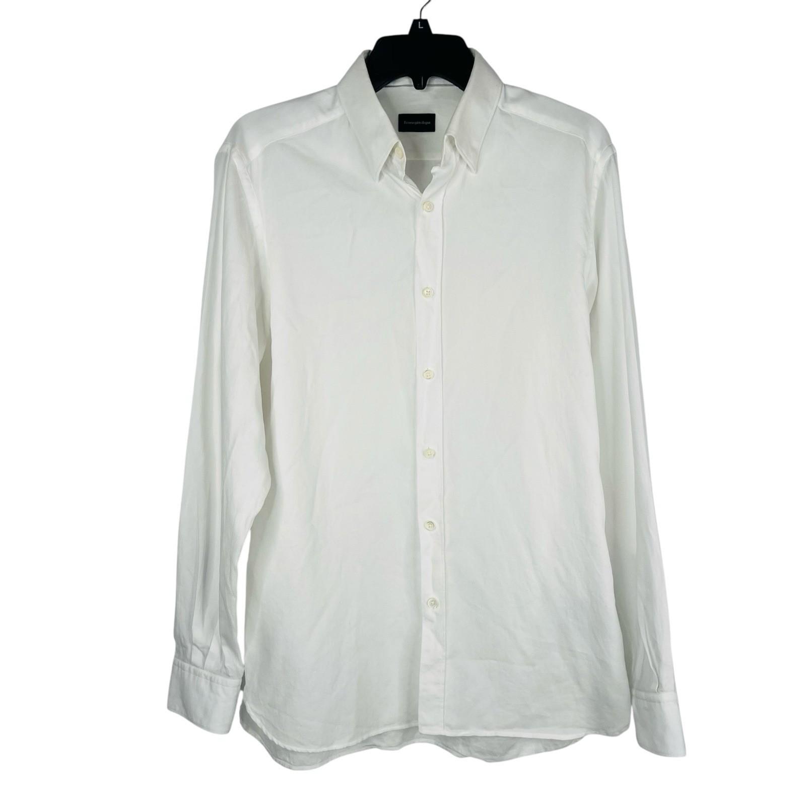 Ermenegildo Zegna Men Button Up Shirt Size M White High Low Made In Turkey
