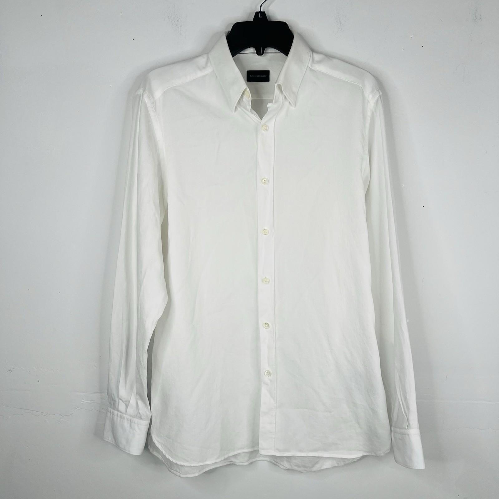 Ermenegildo Zegna Men Button Up Shirt Size M White High Low Made In Turkey