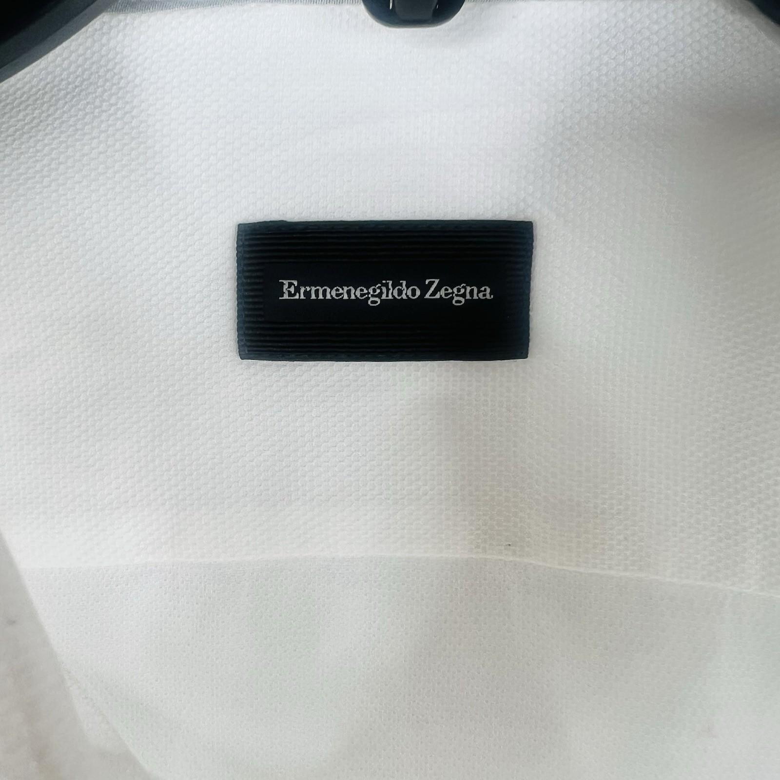 Ermenegildo Zegna Men Button Up Shirt Size M White High Low Made In Turkey