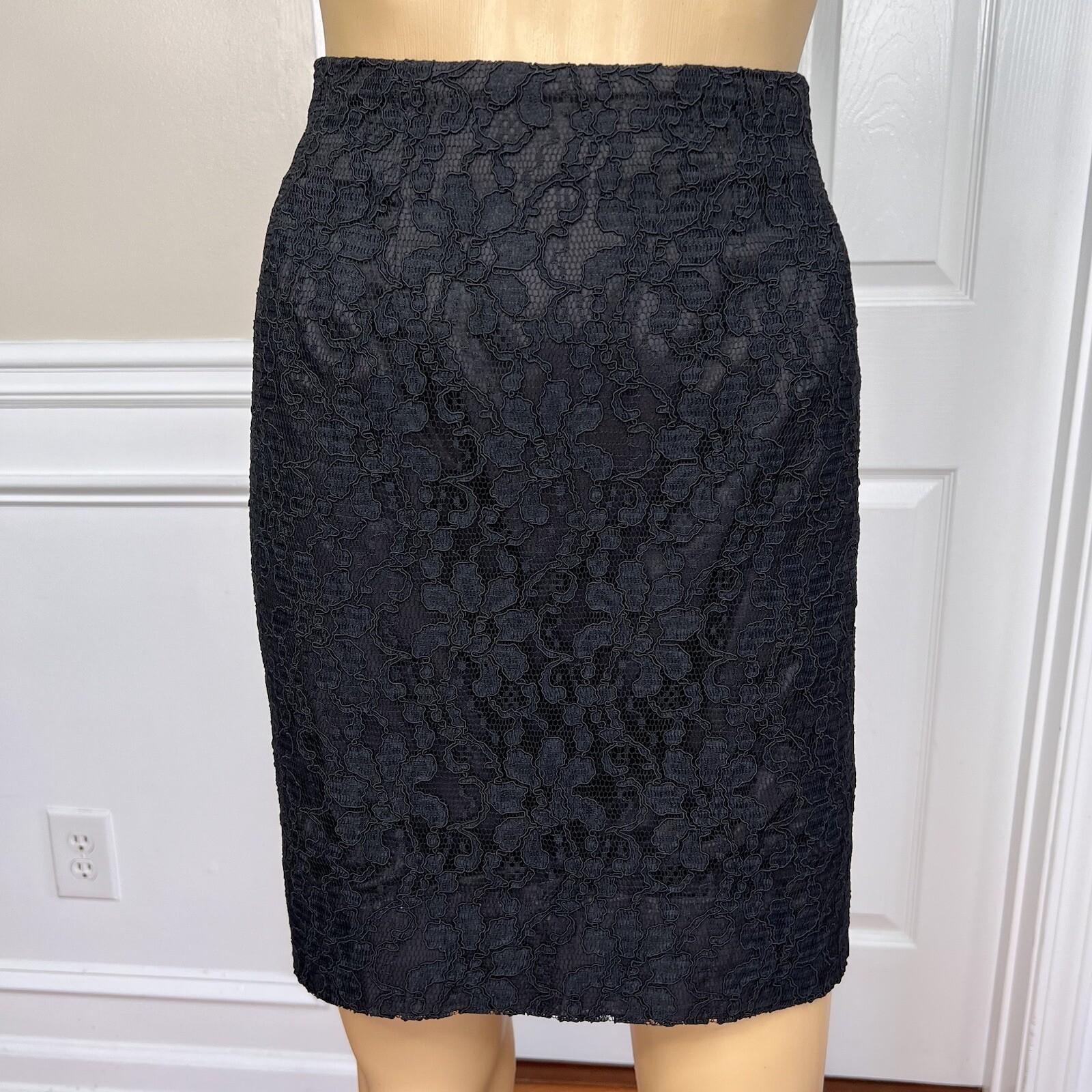 OLEG CASINI VTG 2PC Black Acetate Lace Blend Cocktail Mini Skirt Suit Size 16