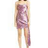 Cinq a Sept Mini dress Size 14 Paisley Ryder Pink Satin Cowl Draped Party New