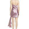 Cinq a Sept Mini dress Size 14 Paisley Ryder Pink Satin Cowl Draped Party New