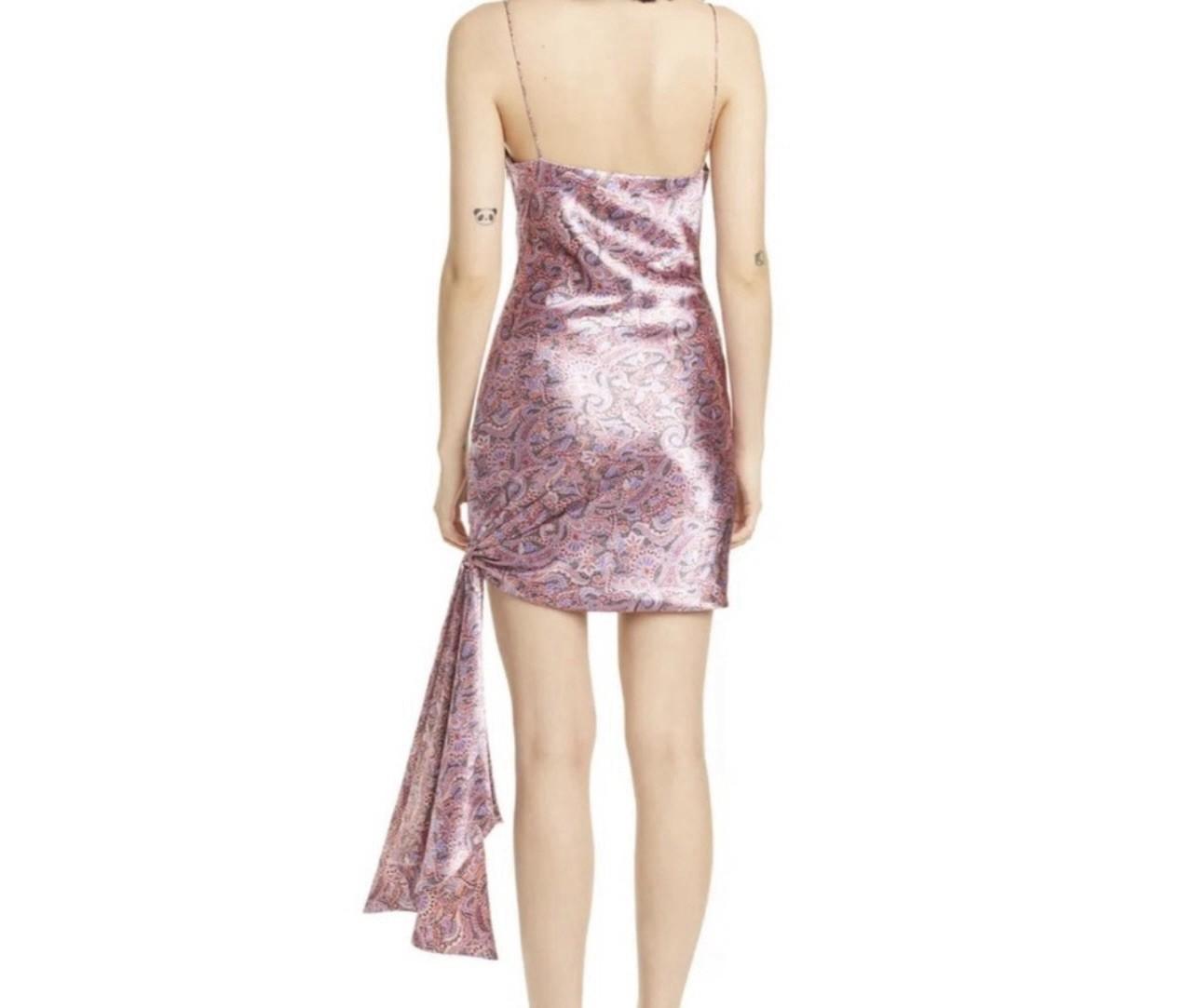 Cinq a Sept Mini dress Size 14 Paisley Ryder Pink Satin Cowl Draped Party New