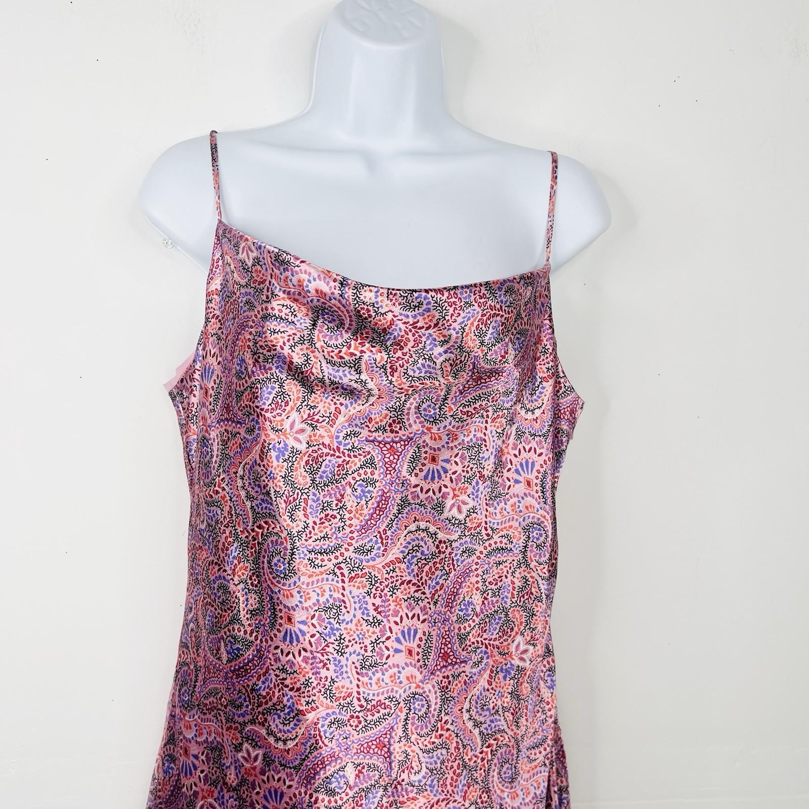 Cinq a Sept Mini dress Size 14 Paisley Ryder Pink Satin Cowl Draped Party New