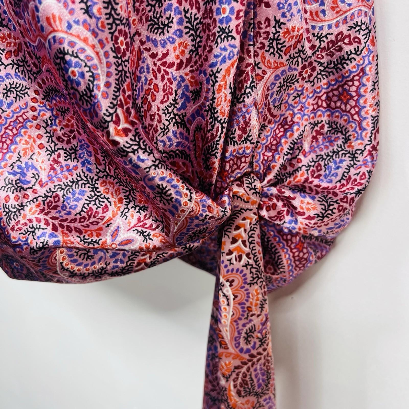 Cinq a Sept Mini dress Size 14 Paisley Ryder Pink Satin Cowl Draped Party New