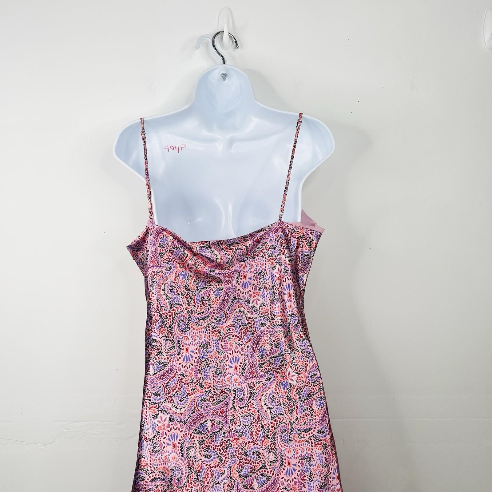 Cinq a Sept Mini dress Size 14 Paisley Ryder Pink Satin Cowl Draped Party New
