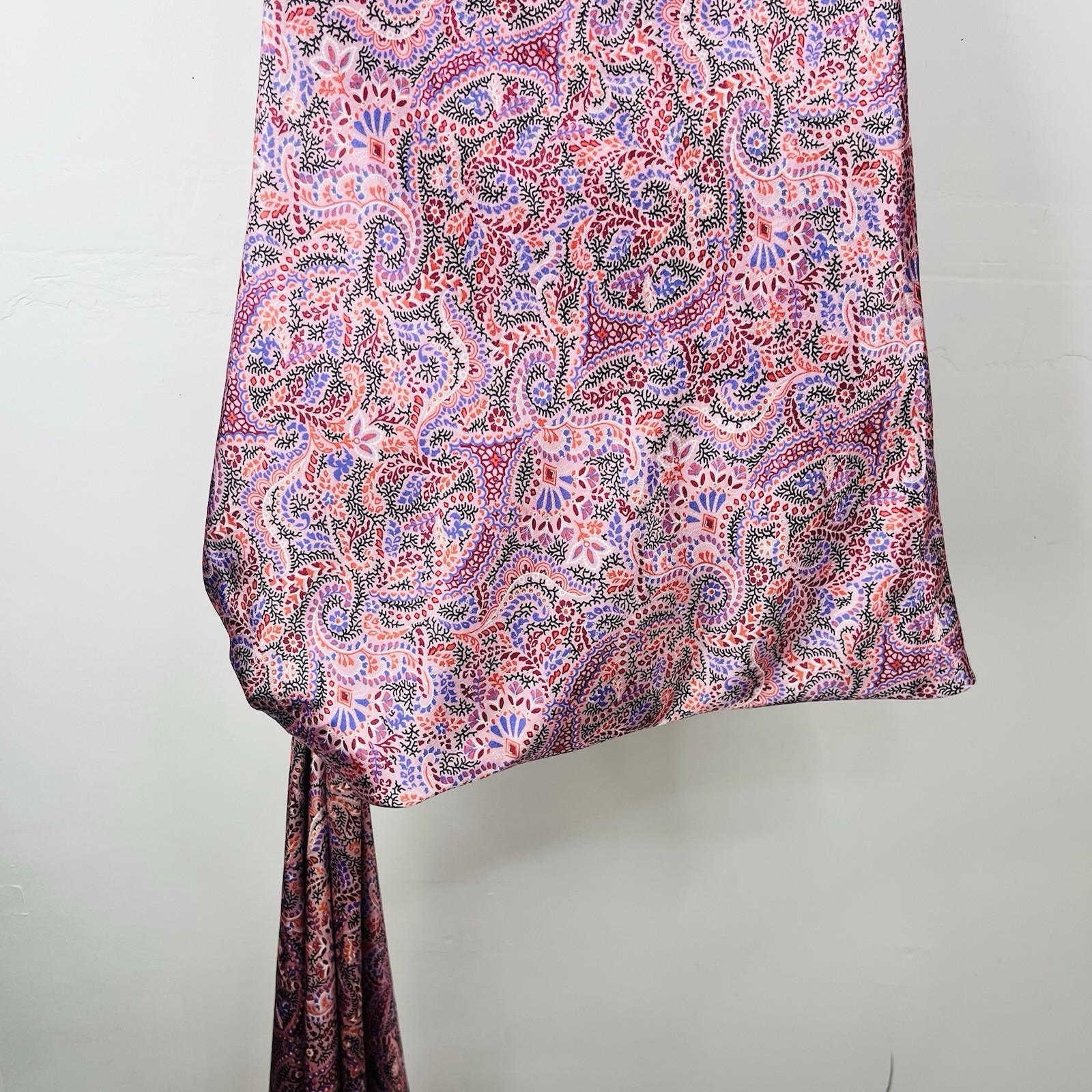 Cinq a Sept Mini dress Size 14 Paisley Ryder Pink Satin Cowl Draped Party New