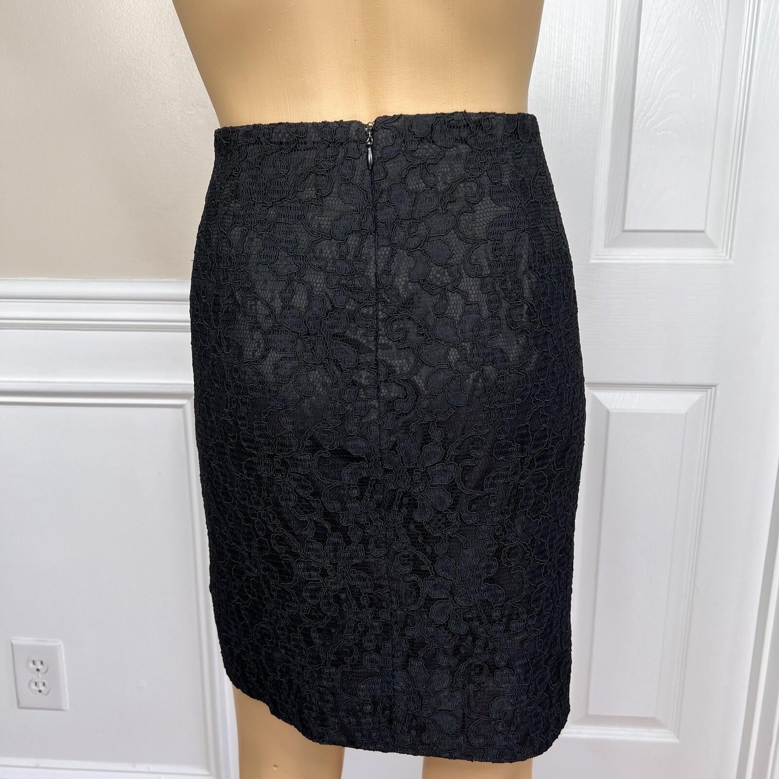 OLEG CASINI VTG 2PC Black Acetate Lace Blend Cocktail Mini Skirt Suit Size 16