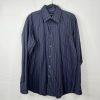 Boss Hugo Boss Button Up Shirt 43/17 Navy Blue Striped Long Sleeve Made In Italy