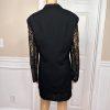 OLEG CASINI VTG 2PC Black Acetate Lace Blend Cocktail Mini Skirt Suit Size 16