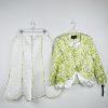 Giovanna Signature 2PC Skirt Suit 14 White Green Stunning Feminine Collarless