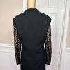OLEG CASINI VTG 2PC Black Acetate Lace Blend Cocktail Mini Skirt Suit Size 16