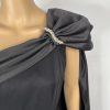 10-6146.jpg Dave & Johnny VTG One Shoulder Maxi Gown Size 6/8 Black Draped Neckline Formal