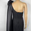 10-6148.jpg Dave & Johnny VTG One Shoulder Maxi Gown Size 6/8 Black Draped Neckline Formal