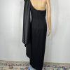 10-6149.jpg Dave & Johnny VTG One Shoulder Maxi Gown Size 6/8 Black Draped Neckline Formal