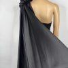 10-6150.jpg Dave & Johnny VTG One Shoulder Maxi Gown Size 6/8 Black Draped Neckline Formal