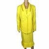 Clarissa Women Polyester Skirt Suit Size 18 Yellow Pleated Shawl Collar 2PC New