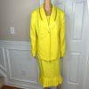 Clarissa Women Polyester Skirt Suit Size 18 Yellow Pleated Shawl Collar 2PC New