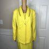 Clarissa Women Polyester Skirt Suit Size 18 Yellow Pleated Shawl Collar 2PC New