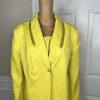 Clarissa Women Polyester Skirt Suit Size 18 Yellow Pleated Shawl Collar 2PC New