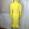 Clarissa Women Polyester Skirt Suit Size 18 Yellow Pleated Shawl Collar 2PC New