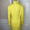 Clarissa Women Polyester Skirt Suit Size 18 Yellow Pleated Shawl Collar 2PC New