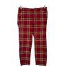 A SHIRT THING Women Cotton Flannel Pants Size S Red Striped Plaid Skinny Raw Hem