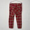 A SHIRT THING Women Cotton Flannel Pants Size S Red Striped Plaid Skinny Raw Hem