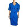 E R GERARD 2 PC Blue Double Breasted Short Sleeves Polyester Skirt Suit Size 14