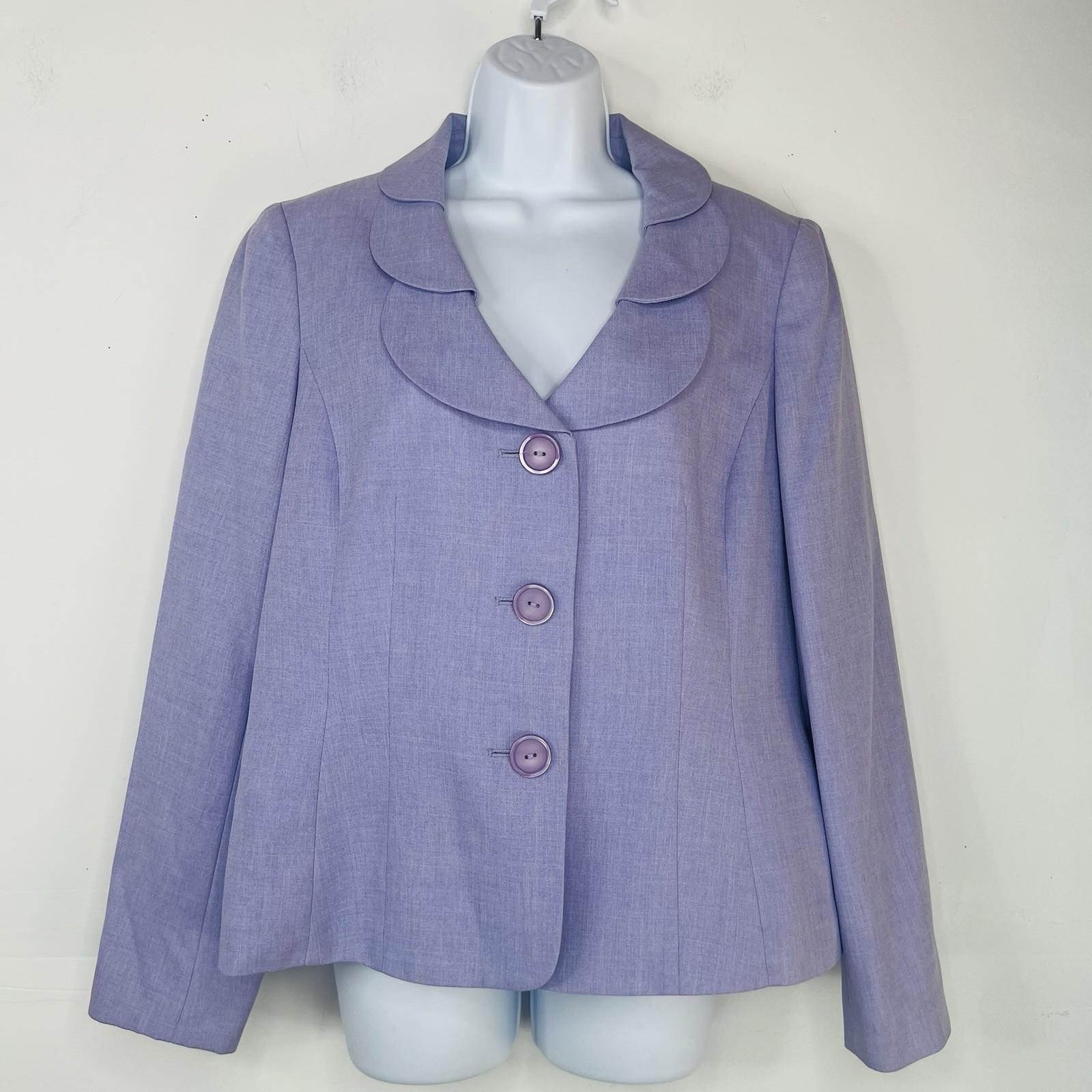 10-6172.jpg Le Suit Polyester Skirt Suit Size 12 Purple Lined Notch Collar Cocktail 2PC New