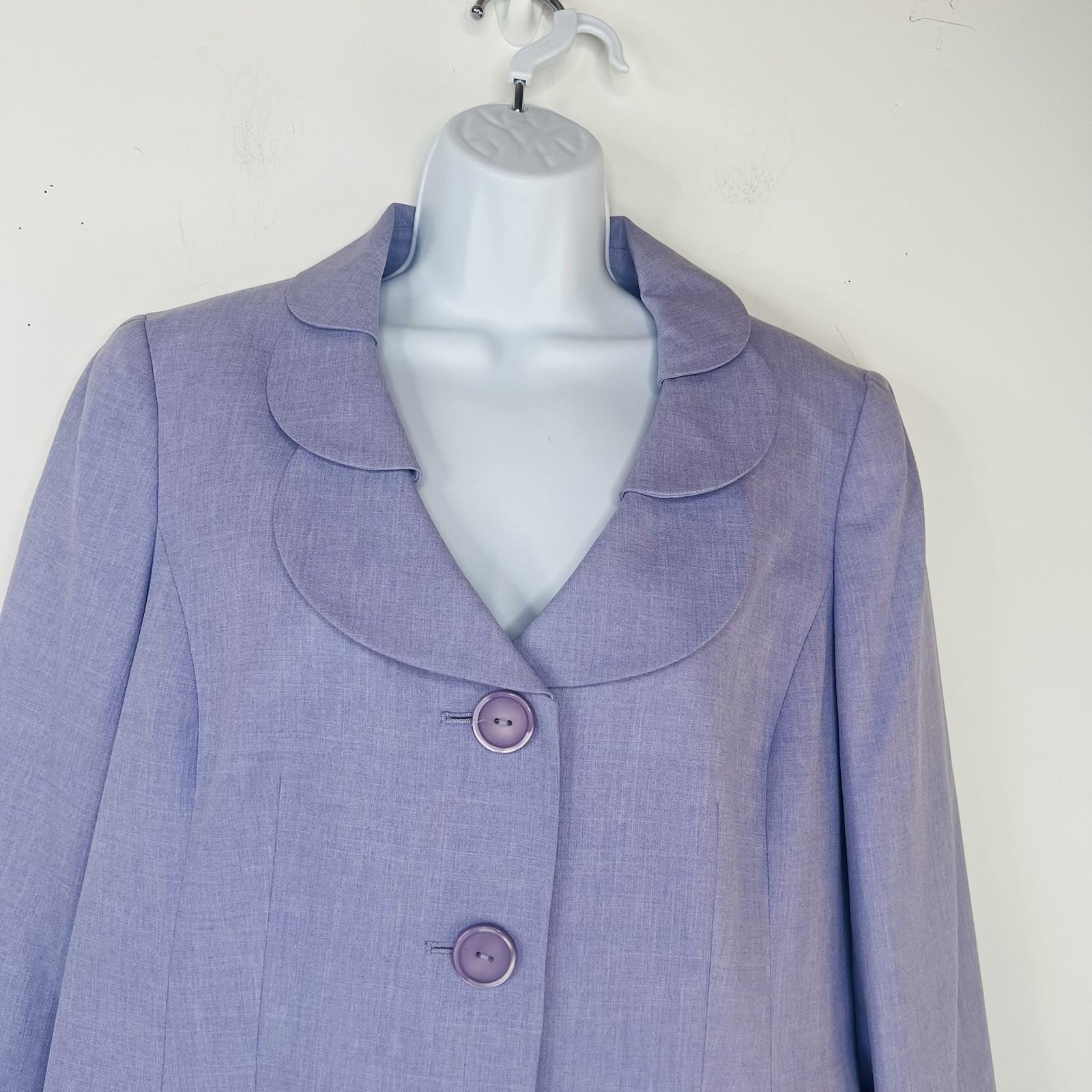 10-6173.jpg Le Suit Polyester Skirt Suit Size 12 Purple Lined Notch Collar Cocktail 2PC New