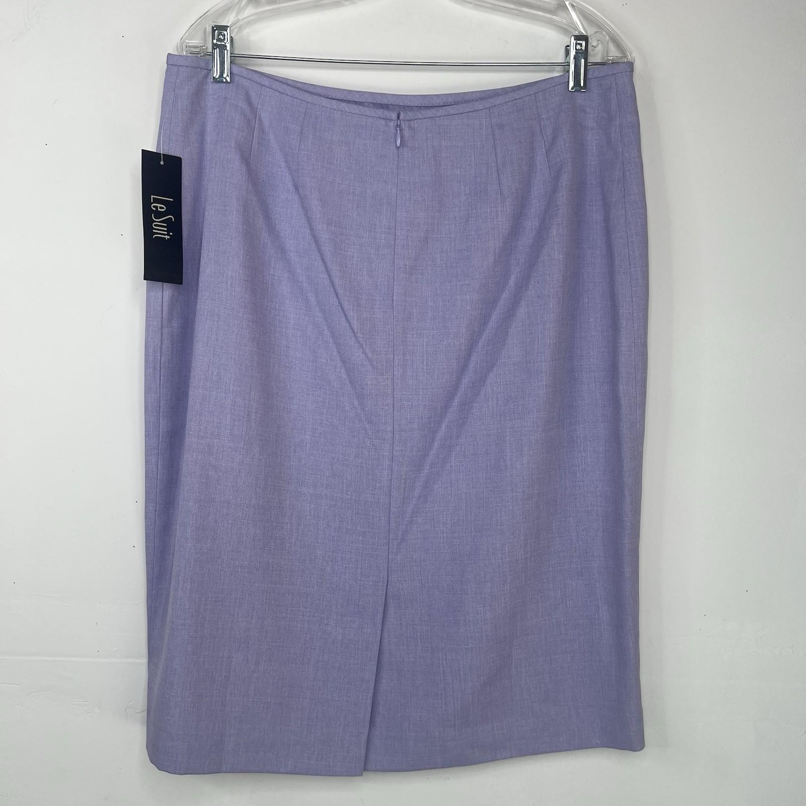 10-6177.jpg Le Suit Polyester Skirt Suit Size 12 Purple Lined Notch Collar Cocktail 2PC New