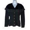 Roger Sakoum Paris Neiman Marcus VTG Wool Velour Blazer Size 40 Black Collarless