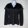 Roger Sakoum Paris Neiman Marcus VTG Wool Velour Blazer Size 40 Black Collarless