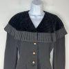 Roger Sakoum Paris Neiman Marcus VTG Wool Velour Blazer Size 40 Black Collarless