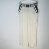 Anthropologie Koto Bolofo Linen Pants Size 10 White Black Back Lace Unique