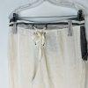 Anthropologie Koto Bolofo Linen Pants Size 10 White Black Back Lace Unique