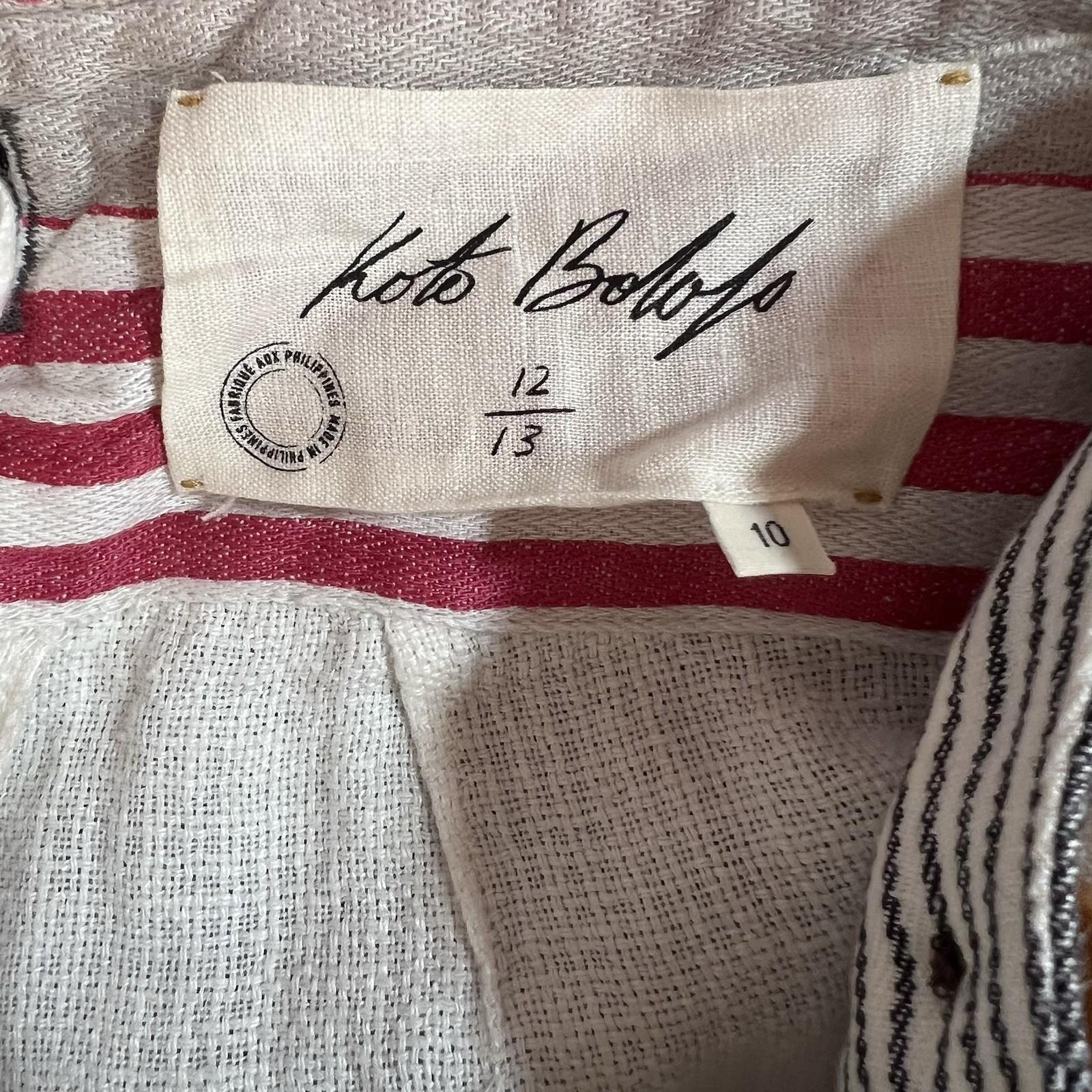 Anthropologie Koto Bolofo Linen Pants Size 10 White Black Back Lace Unique