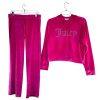Juicy Couture Velour Tracksuit Pant Set  L Hoodie OG Bling Pink Loungewear Y2K
