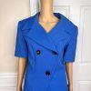 E R GERARD 2 PC Blue Double Breasted Short Sleeves Polyester Skirt Suit Size 14