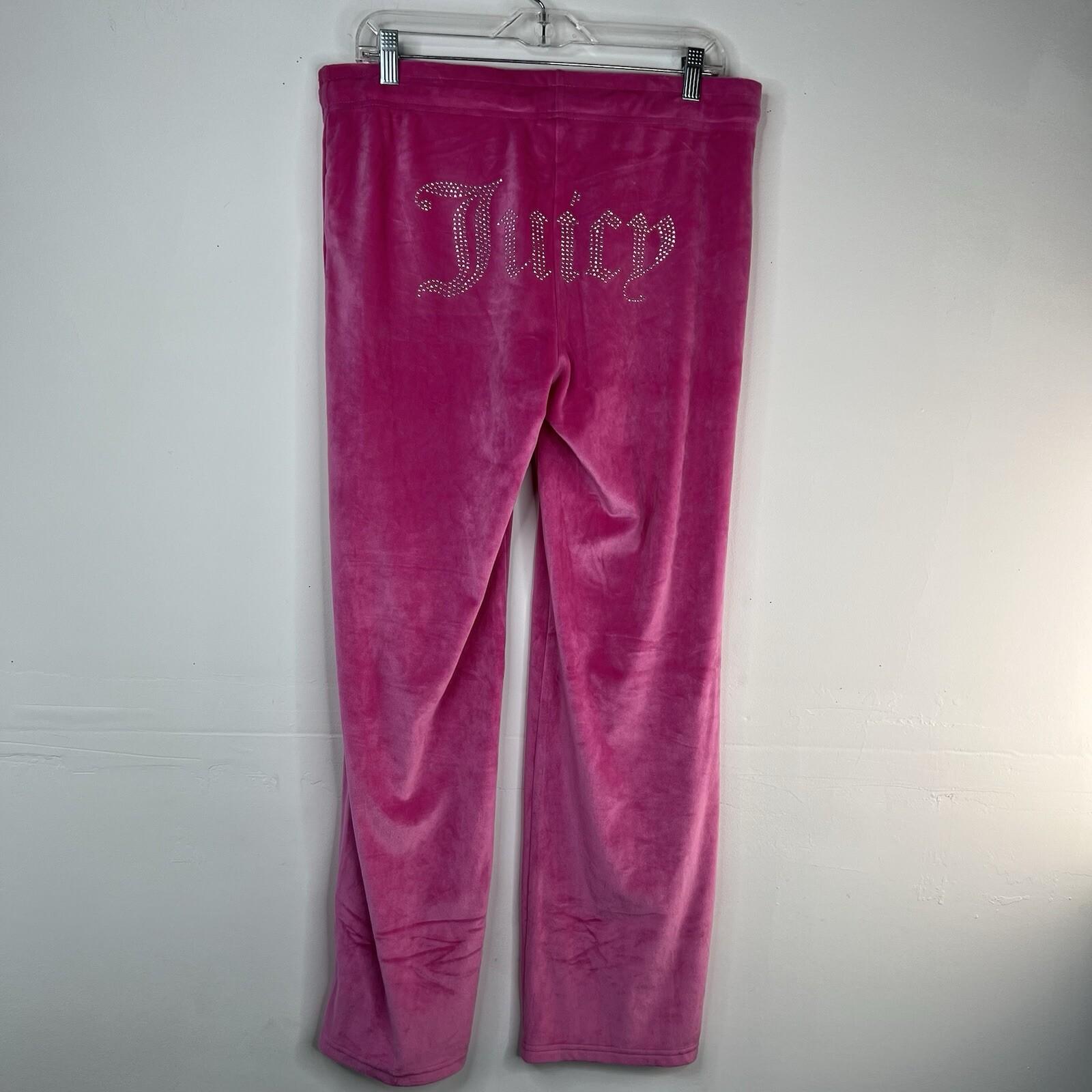 Juicy Couture Velour Tracksuit Pant Set  L Hoodie OG Bling Pink Loungewear Y2K