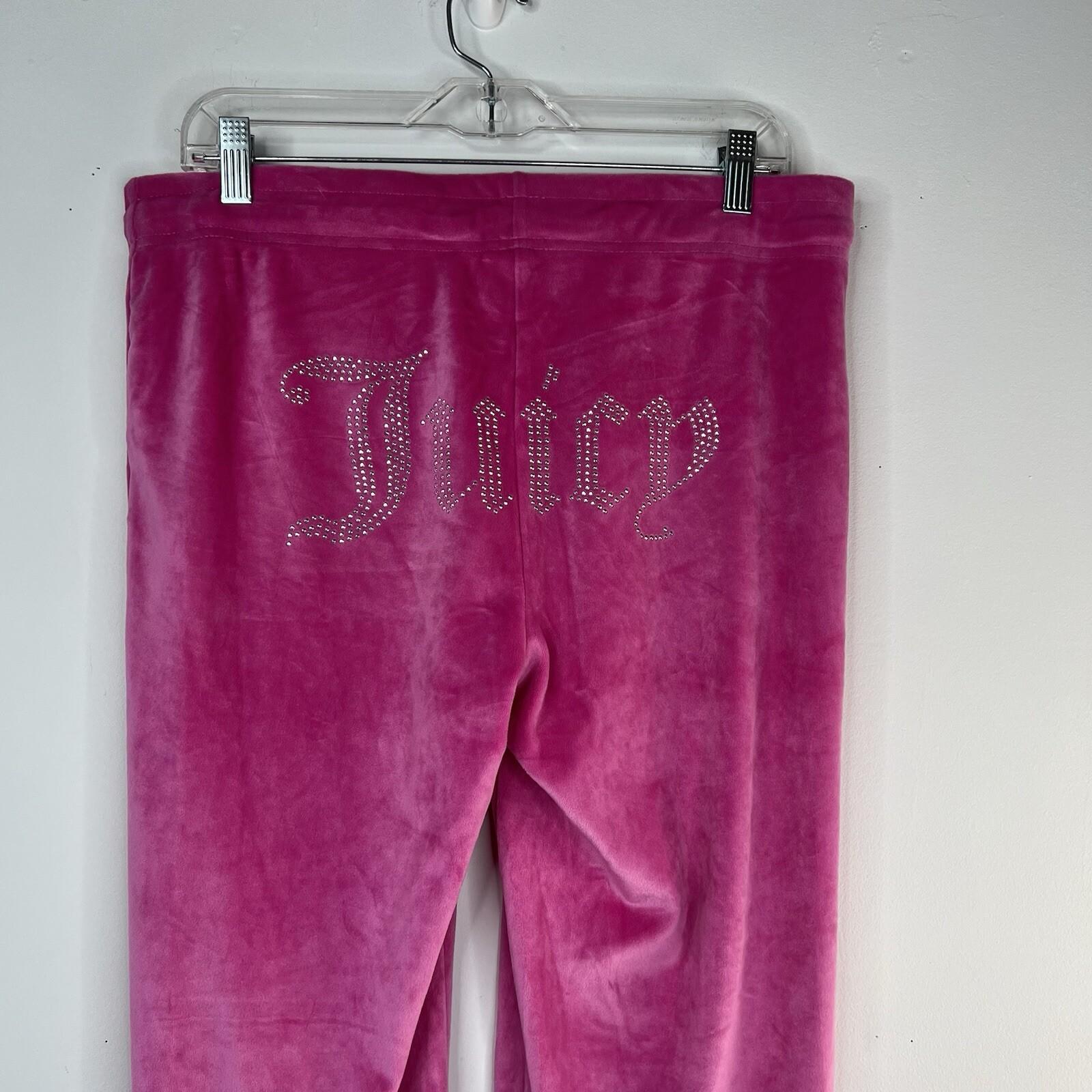 Juicy Couture Velour Tracksuit Pant Set  L Hoodie OG Bling Pink Loungewear Y2K
