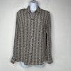 Talbots Pure Silk Button Down Shirt Size 10 Grey White Long Sleeve Dressy Collar