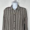 Talbots Pure Silk Button Down Shirt Size 10 Grey White Long Sleeve Dressy Collar