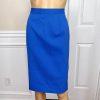 E R GERARD 2 PC Blue Double Breasted Short Sleeves Polyester Skirt Suit Size 14