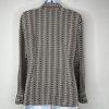 Talbots Pure Silk Button Down Shirt Size 10 Grey White Long Sleeve Dressy Collar