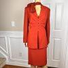 KASPER Polyester Skirt Suit Scarf Size 12 Cayenne Lined Pleated Business 3PC New