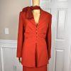 KASPER Polyester Skirt Suit Scarf Size 12 Cayenne Lined Pleated Business 3PC New