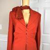 KASPER Polyester Skirt Suit Scarf Size 12 Cayenne Lined Pleated Business 3PC New