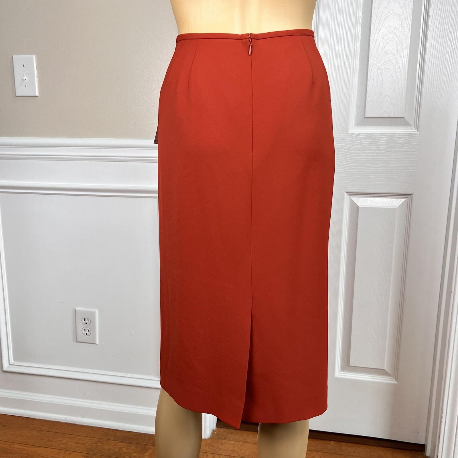 KASPER Polyester Skirt Suit Scarf Size 12 Cayenne Lined Pleated Business 3PC New